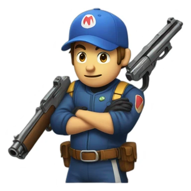 roy from mariokart with a gun sticker