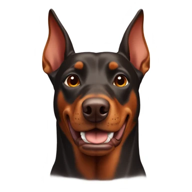 Red and brown Doberman without cropped ears face facing front happy expression  sticker