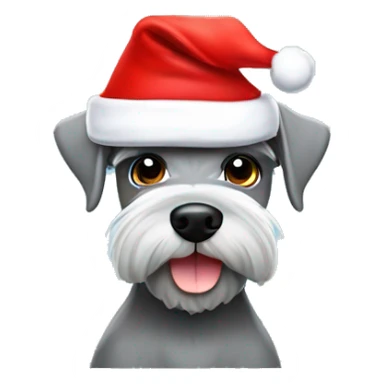 Grey Miniature Schnauzer with Santa Hat sticker