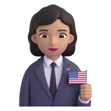 fat person in business suit with American flag pin sticker