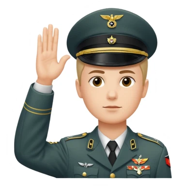 Solider giving a German salute with his hand held high and straight diagonally upward viewed from the side sticker