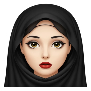 Female figure lifting sheer black veil from her lips, forbidden intimacy sticker