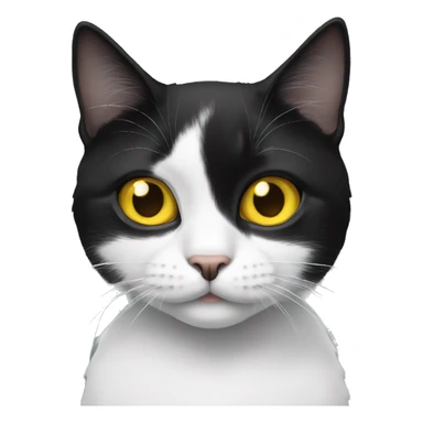 Black and white cat with yellow eyes sticker