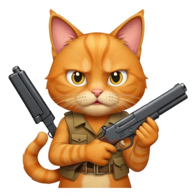 Cat with a gun that's angry sticker