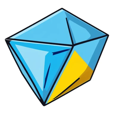 shiny blue diamond broken in half exposing crystal structure inside sticker