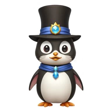 Combine a cat with a top hat in the wizard penguin sticker