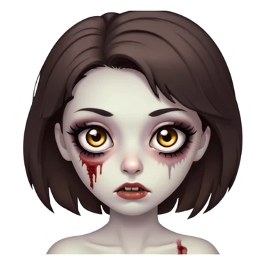 zombie girl, with big brown eyes, big eyelashes and black eyeliner, medium brown hair sticker