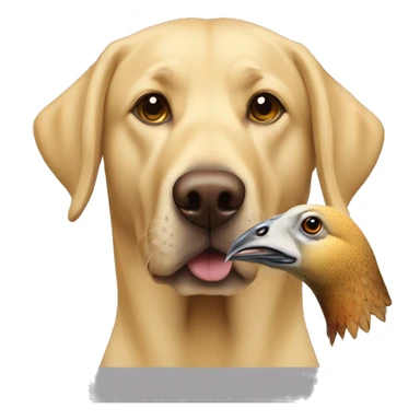 Yellow male lab holding a pheasant sticker
