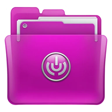 A translucent magenta plastic folder with rounded corners, elastic string and button closure, subtle transparency, and a small university/academic symbol on the front. sticker