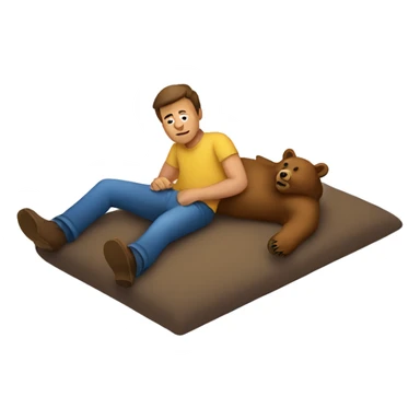 A man lying flat on the ground with a bear sitting on top of him sticker