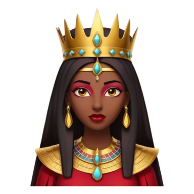 gothic ancient Egyptian queen portrait, head and shoulders only, deep red outfit, gold accents, Egyptian crown, bold makeup, dramatic lighting, 3D cartoon, mobile game icon style, clean background, no text, no watermark
 sticker