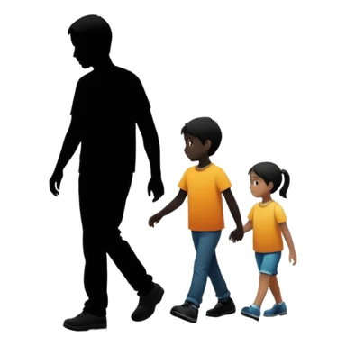 child silhouette walking away from a larger parent silhouette sticker
