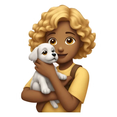 Girl petting puppy sticker