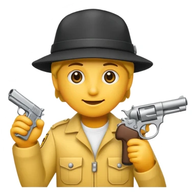 As un emoji blanco con una gorra y una garrafón un pistola  sticker