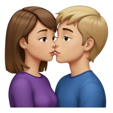 A couple (boy with short brown hair and girl with long  dark blond hair) kiss make out sticker