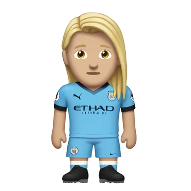 Erling Haaland full body with long hair in a Manchester city jersey sticker