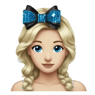 Blue and black bow with rhinestones sticker
