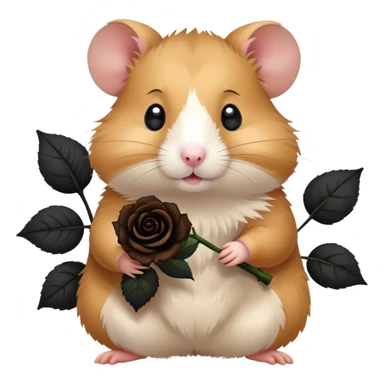 Hamster holding a black rose sticker