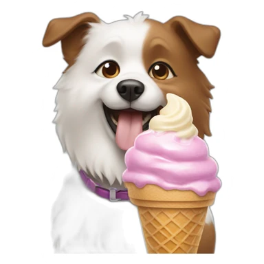 Dog Spitz eating ice cream sticker