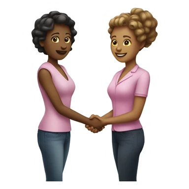 two woman with pink nails handshake sticker