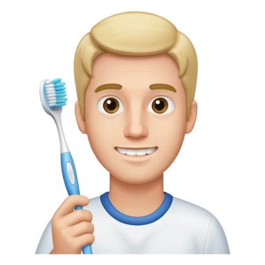 Daniel Larson holding toothbrush  sticker
