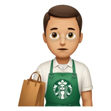 create a emoji for my male friend who is doing double shifts at starbucks and tired  sticker