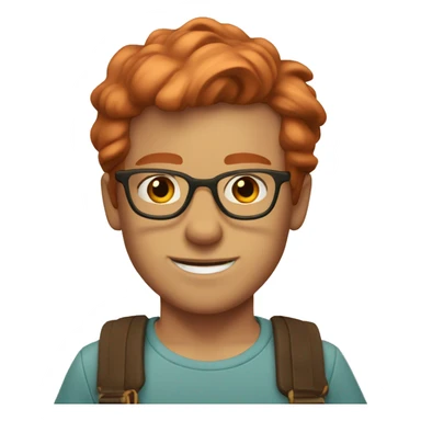 caucasian boy with copper hair and glasses, beach vibes sticker