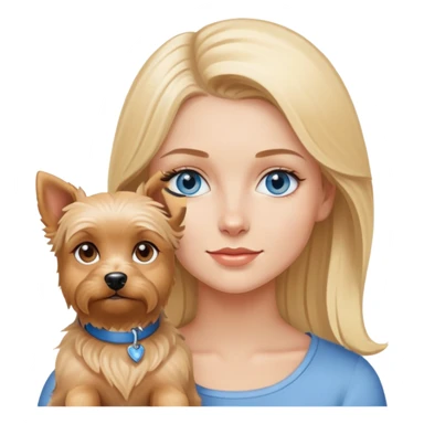 Blonde women blue eyes with Yorkshire dog sticker