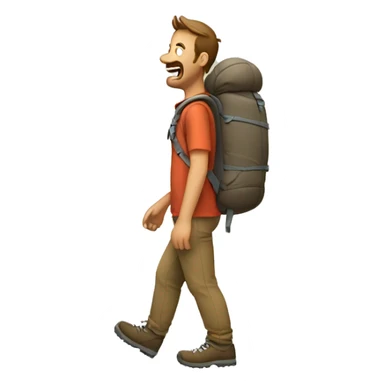 hiking man with hurt backbone sticker