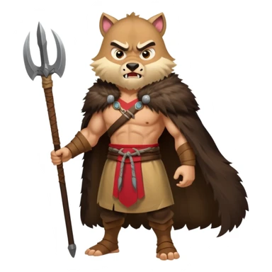 full body Hun warrior inspired by Mulan, barbaric, snarling face, heavy fur cloak, menacing eyes, primitive weapons sticker