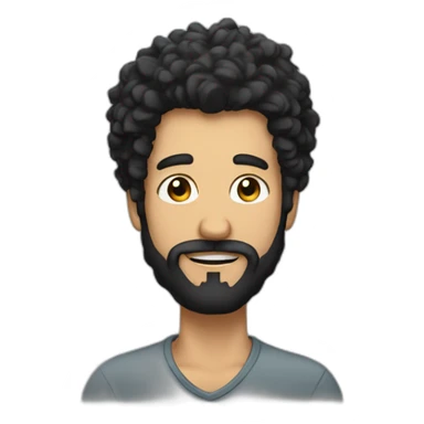 men with black curly hair and beard have a idea sticker