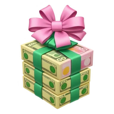 Australian $100 notes stacked together and wrapped in a pink bow sticker