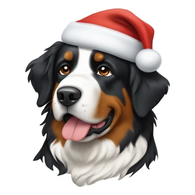 Bernese mountain dog wearing a Santa hat  sticker