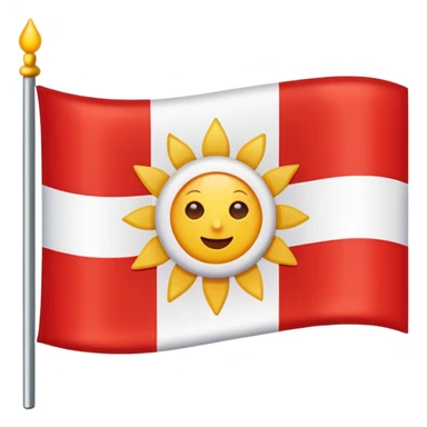 Eine Flagge die weiß ist in der Mitte einen roten Streifen hat und in dem roten Streifen eine Sonne drin ist der Streifen der rot ist ist nicht so dünn aber auch nicht dick sticker