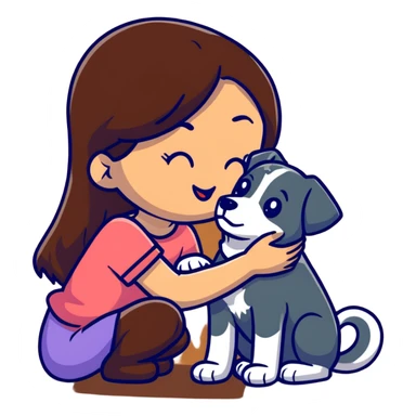 Girl hai Brown kiss dog sticker