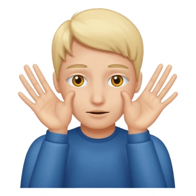 Covering the face with hands and peeping through your finger sticker