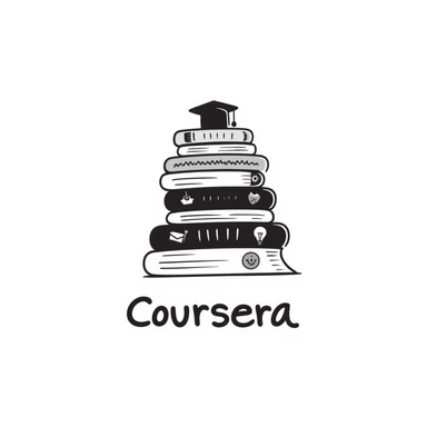 Hand-drawn Coursera logo with learning symbols sticker