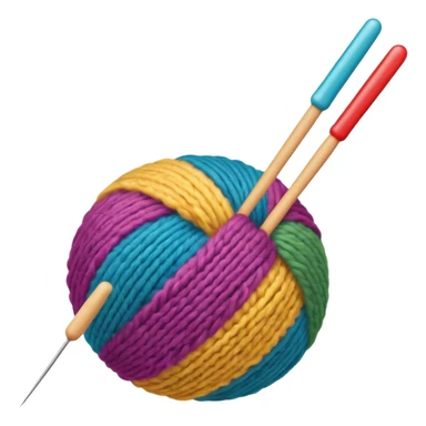 a ball of wool with a knitting needle sticker