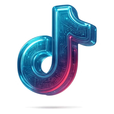 Modern TikTok logo with circuit board patterns and glossy finish, transparent background sticker
