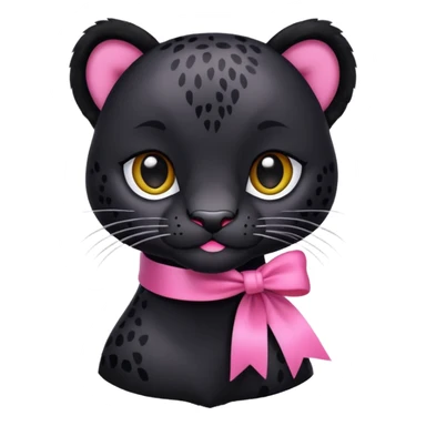 cute panther with a pink ribbon tied around its neck sticker