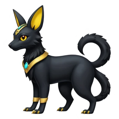 Black Dark Furry Fluffy Modern Futuristic Cyber-Umbreon-Salandit-Bastet-Anubis-fusion full body sticker