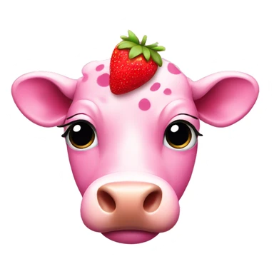 Pink cow with strawberries spots  sticker