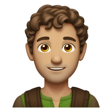 man with wavy short brown hair, brown eyes,elf ears sticker