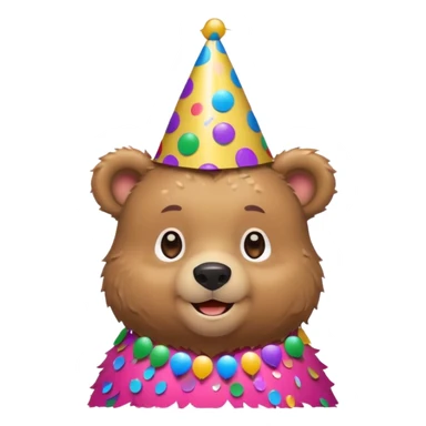 Partying bear cub with confetti  sticker