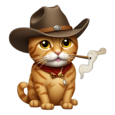 cat with a cowboy hat and smoking cigar sticker