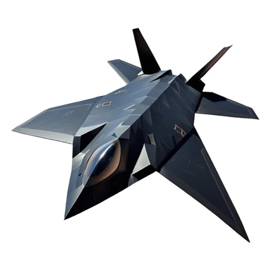 F-117 Nighthawk - Lockheed Martin (Stealth Grey) A futuristic stealth attack aircraft with a distinct faceted, angular design in a stealthy matte grey. Its sharp, jagged edges and unconventional, almost alien-like shape make it look like a shadow cutting through the night sky. The surface should appear non-reflective with subtle panel lines. sticker