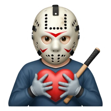 Jason Voorhees, looking cute, making a heart with his hands sticker