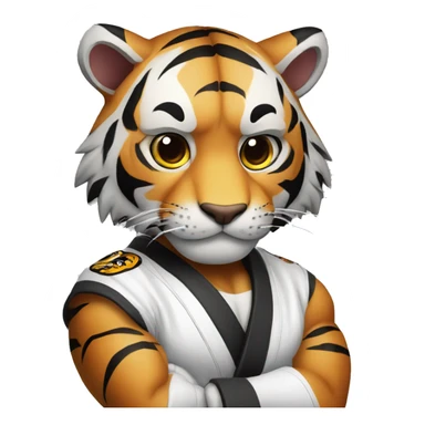 Tiger with evil face  jiu-jitsu black belt with his arms crossed sticker