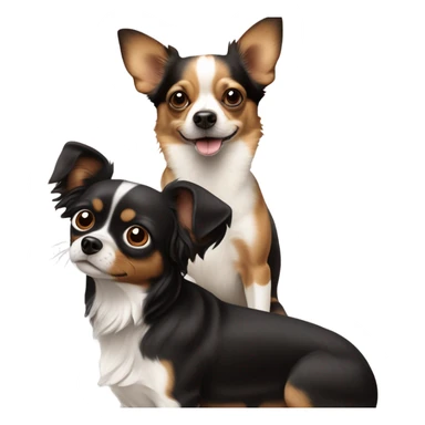 Perro papillon negro y marrón con un perro chihuahua de color canela sticker