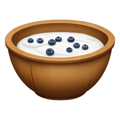 wooden bowl with white yogurt and blueberries in the middle sticker